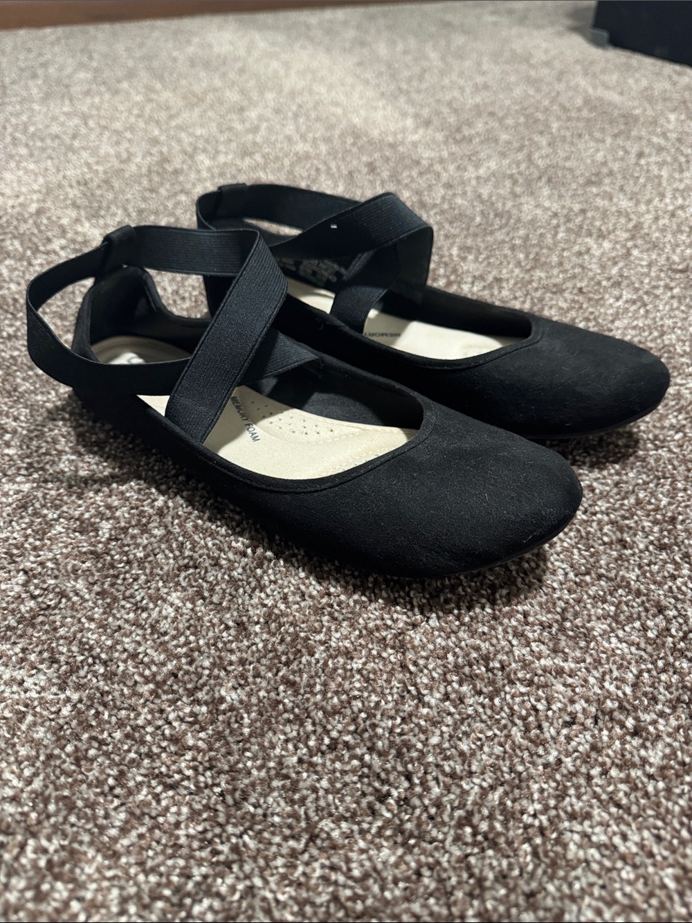 SO Black Ballet Flats with Beige Insole